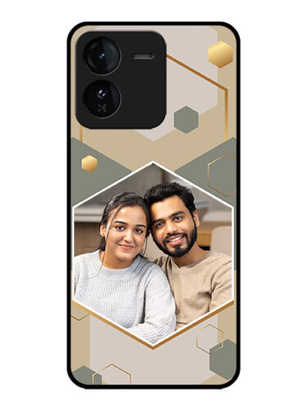 Custom iQOO Z9 5G Custom Glass Phone CaseStylish Hexagon Pattern Design