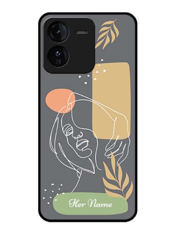 Custom iQOO Z9 5G Custom Glass Phone CaseGazing Woman Line Art Design