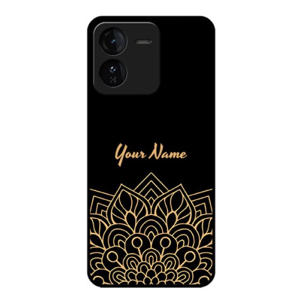 iQOO Z9 5G Custom Glass Phone CaseGolden Mandala Design