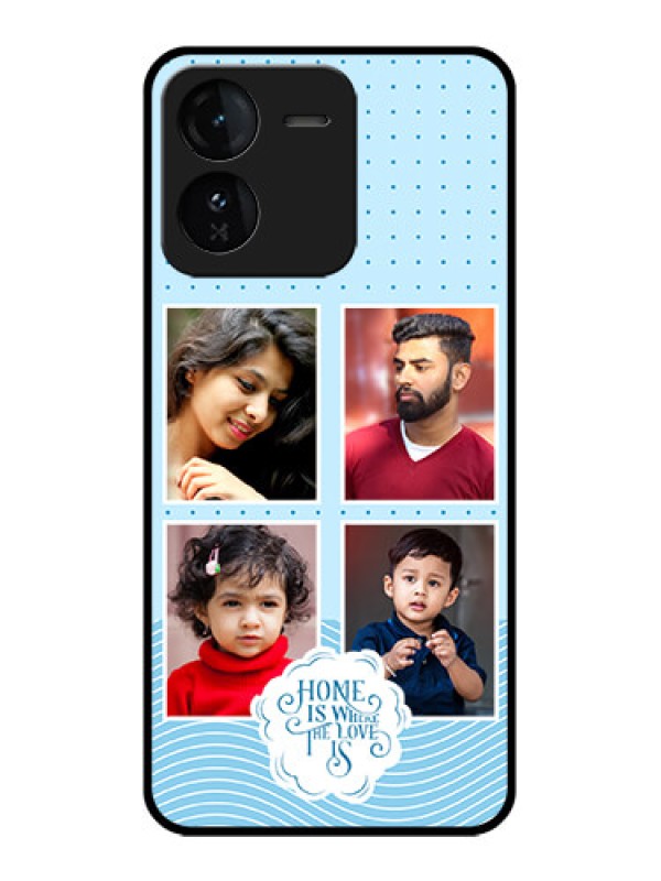 Custom iQOO Z9 5G Custom Glass Phone CaseCute Love Quote With 4 Pic Upload Design