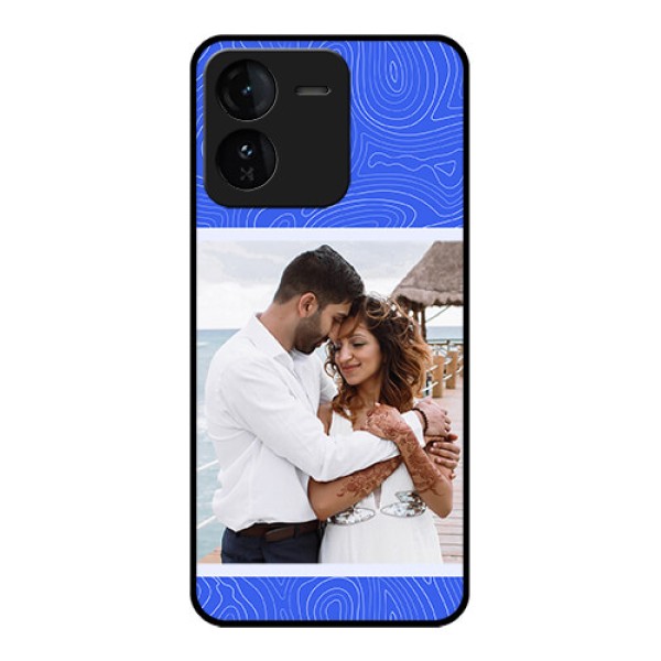iQOO Z9 5G Custom Glass Phone CaseCurved Line Art With Blue And White Design iQOO Z9 5G Custom Glass Phone CaseCurved Line Art With Blue And White Design