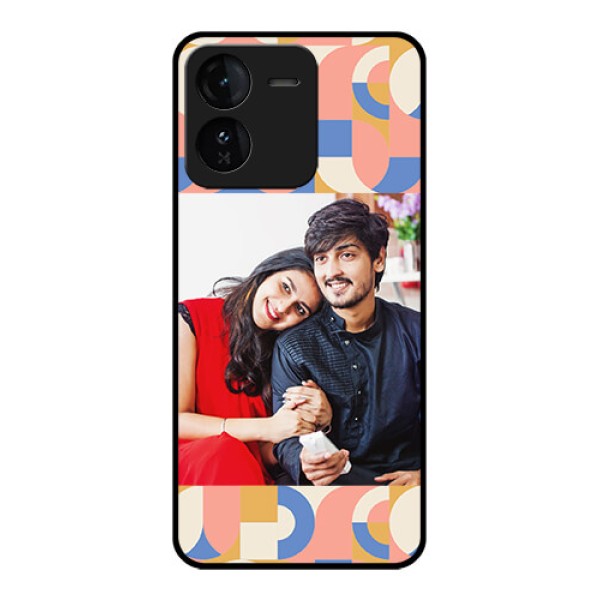 iQOO Z9 5G Custom Glass Phone CaseSemi - Circle Maze Pattern Design
