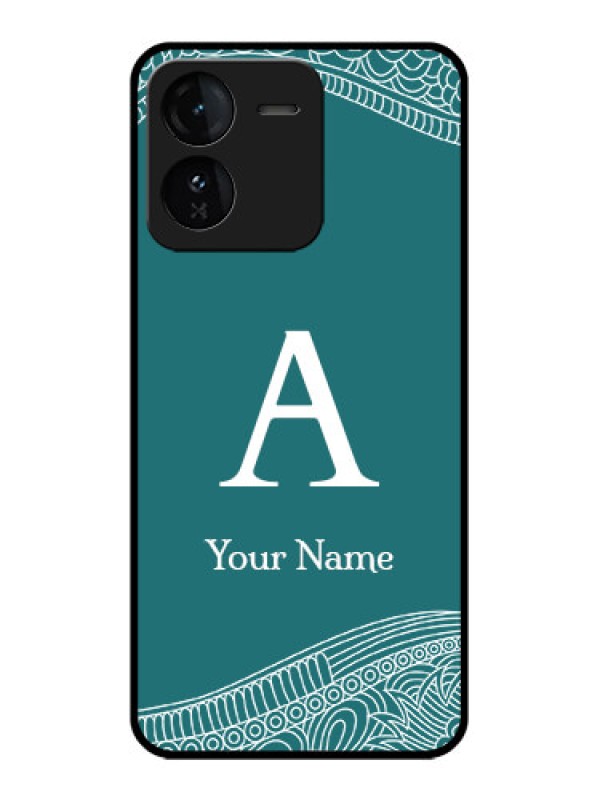 Custom iQOO Z9 5G Custom Glass Phone CaseLine Art Pattern With Custom Name Design