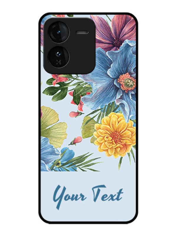 Custom iQOO Z9 5G Custom Glass Phone CaseStunning Watercolored Flowers Painting Design