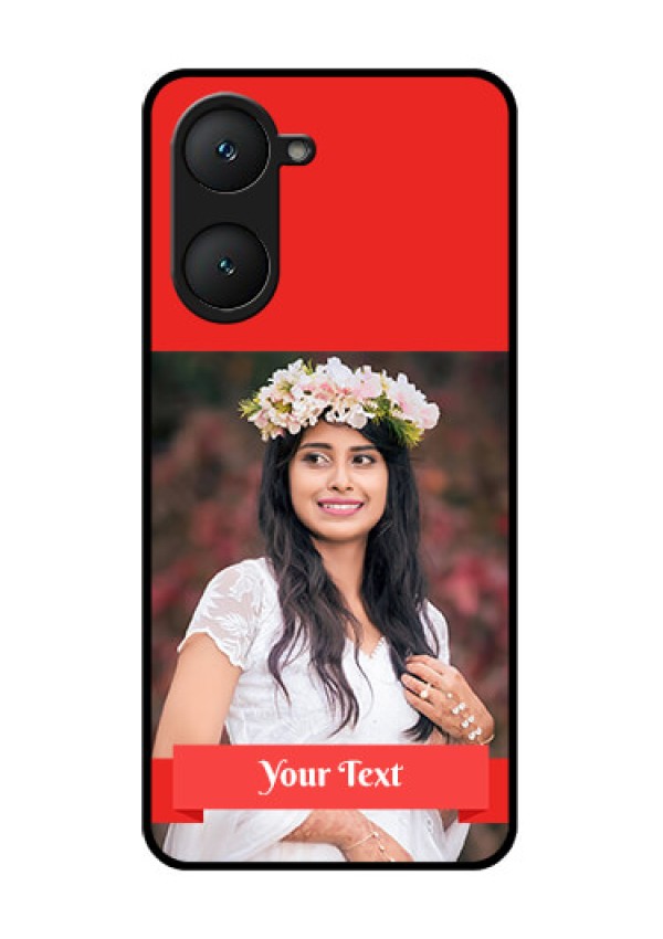 iQOO Z9 Lite 5G Custom Glass Phone Case - Simple Red Color Design