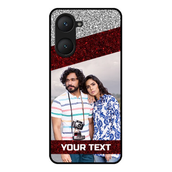 iQOO Z9 Lite 5G Custom Glass Phone Case - Image Holder With Glitter Strip Design iQOO Z9 Lite 5G Custom Glass Phone Case - Image Holder With Glitter Strip Design