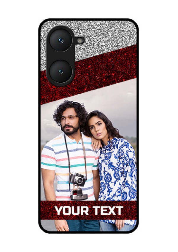 iQOO Z9 Lite 5G Custom Glass Phone Case - Image Holder With Glitter Strip Design