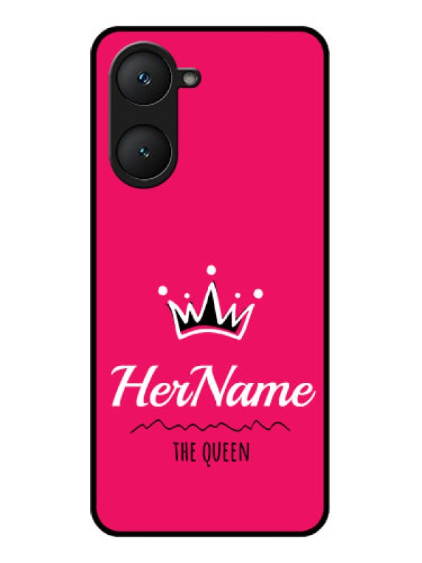 Custom iQOO Z9 Lite 5G Custom Glass Phone Case - Queen With Name Design