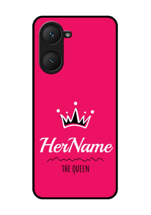 iQOO Z9 Lite 5G Custom Glass Phone Case - Queen With Name Design