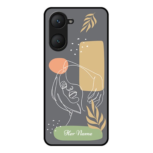 iQOO Z9 Lite 5G Custom Glass Phone Case - Gazing Woman Line Art Design iQOO Z9 Lite 5G Custom Glass Phone Case - Gazing Woman Line Art Design