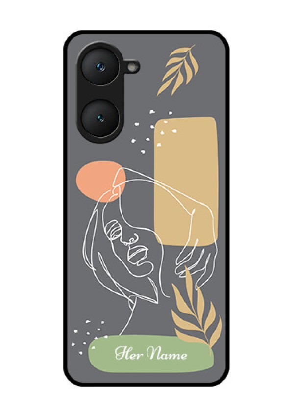 iQOO Z9 Lite 5G Custom Glass Phone Case - Gazing Woman Line Art Design