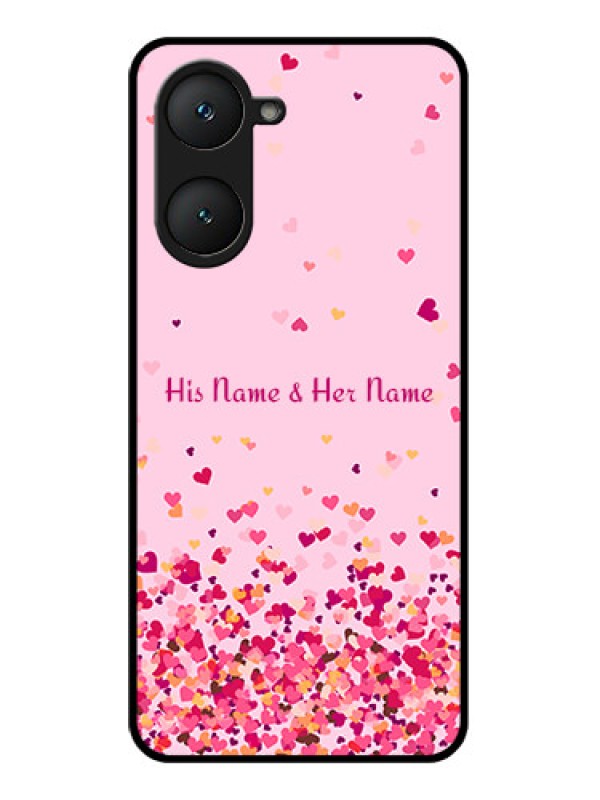 Custom iQOO Z9 Lite 5G Custom Glass Phone Case - Floating Hearts Design