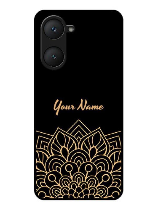 Custom iQOO Z9 Lite 5G Custom Glass Phone Case - Golden Mandala Design