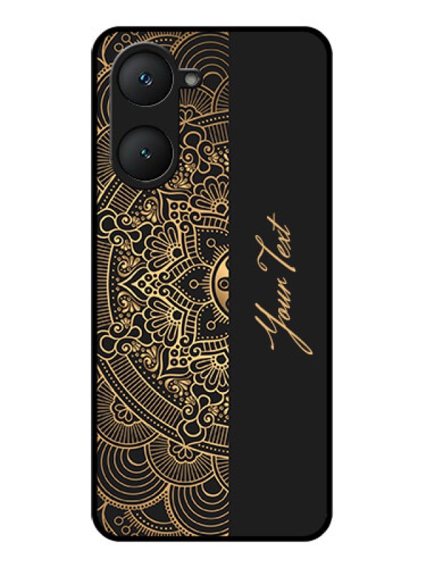 Custom iQOO Z9 Lite 5G Custom Glass Phone Case - Mandala Art With Custom Text Design