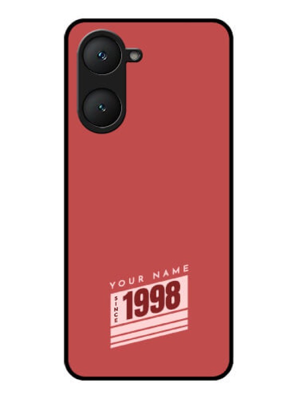 Custom iQOO Z9 Lite 5G Custom Glass Phone Case - Red Custom Year Of Birth Design