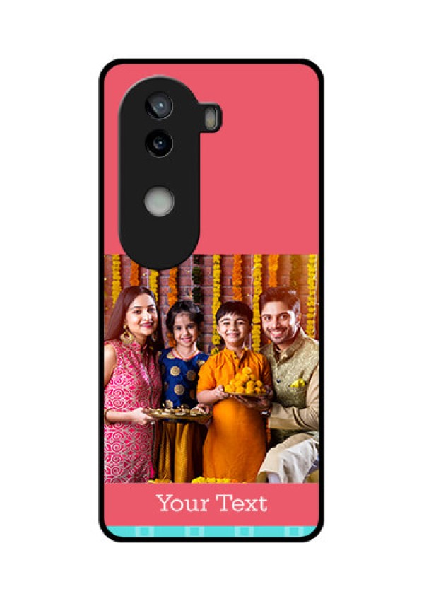 iQOO Z9s 5G Custom Glass Phone CasePeach and Blue Color Design