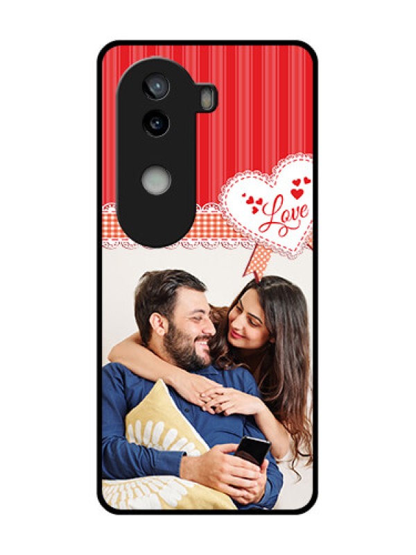 Custom iQOO Z9s 5G Custom Glass Phone CaseRed Love Pattern Design