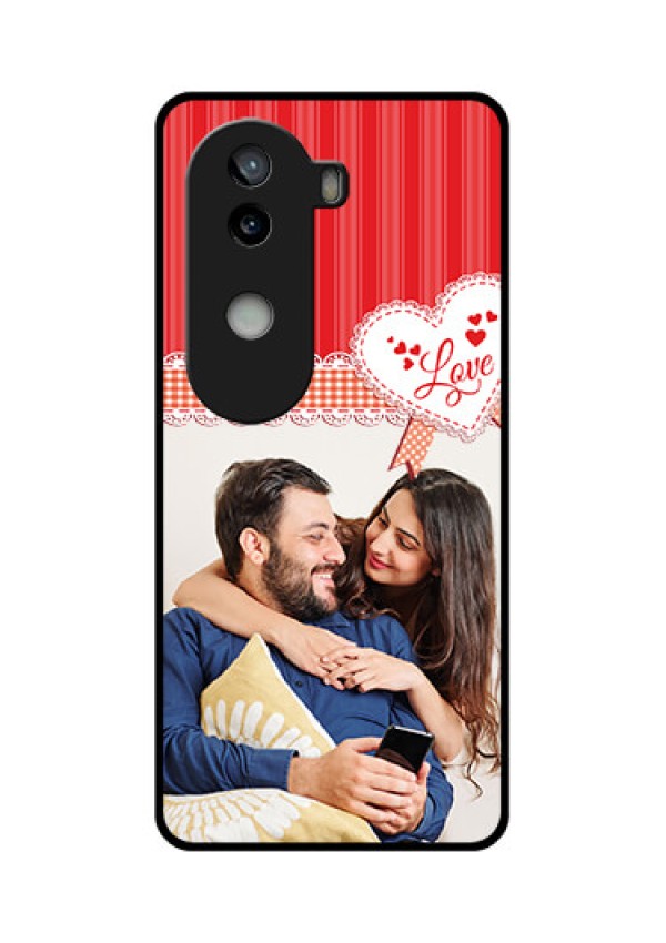 iQOO Z9s 5G Custom Glass Phone CaseRed Love Pattern Design