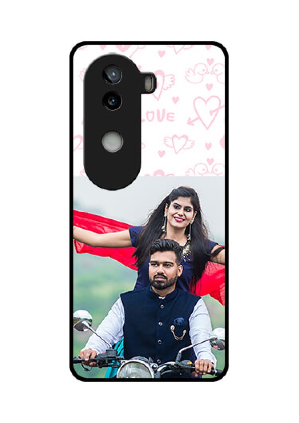 iQOO Z9s 5G Custom Glass Phone CasePink Flying Heart Design