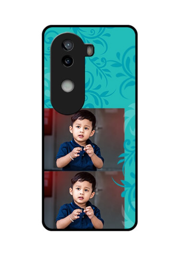 iQOO Z9s 5G Custom Glass Phone CaseWith Photo And Green Floral Design
