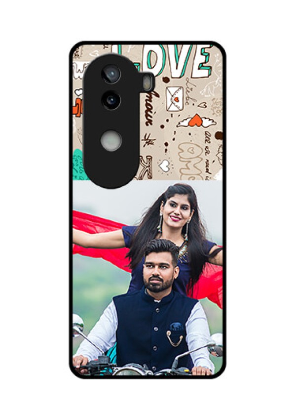 iQOO Z9s 5G Custom Glass Phone CaseLove Doodle Pattern