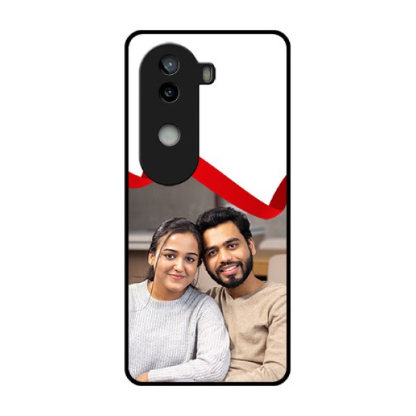 iQOO Z9s 5G Custom Glass Phone CaseRed Ribbon Frame Design