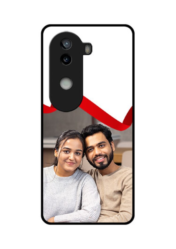 iQOO Z9s 5G Custom Glass Phone CaseRed Ribbon Frame Design