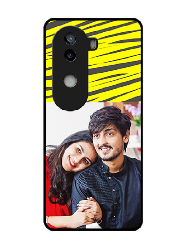 Custom iQOO Z9s 5G Custom Glass Phone CaseYellow Abstract Design