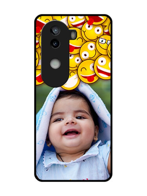 Custom iQOO Z9s 5G Custom Glass Phone CaseWith Smiley Emoji Design