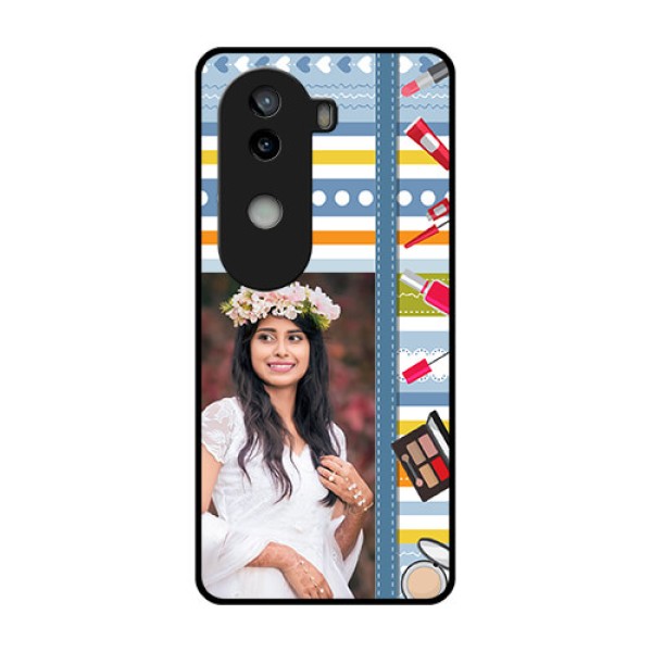 iQOO Z9s 5G Custom Glass Phone CaseMakeup Icons Design