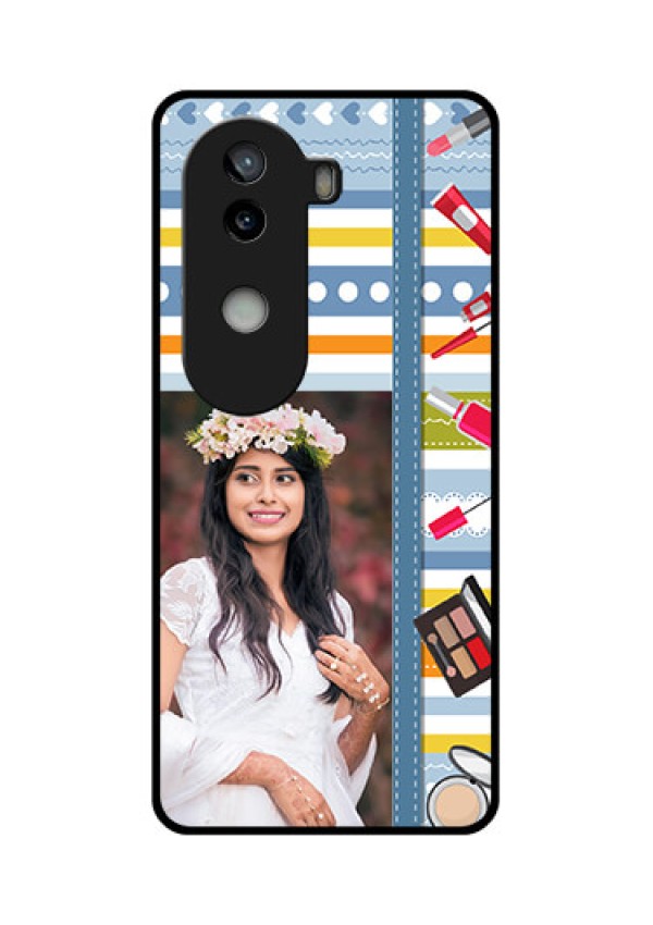 iQOO Z9s 5G Custom Glass Phone CaseMakeup Icons Design