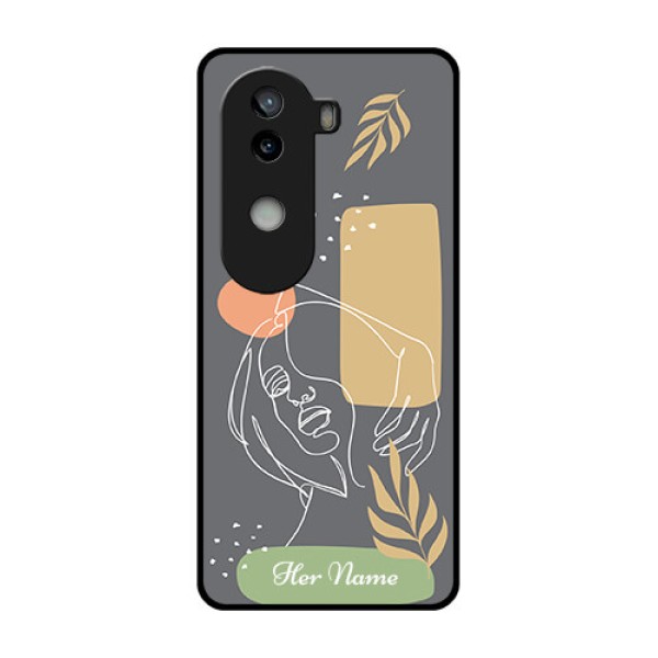 iQOO Z9s 5G Custom Glass Phone CaseGazing Woman Line Art Design iQOO Z9s 5G Custom Glass Phone CaseGazing Woman Line Art Design