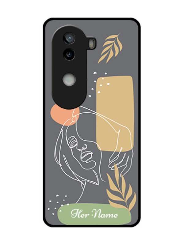 Custom iQOO Z9s 5G Custom Glass Phone CaseGazing Woman Line Art Design