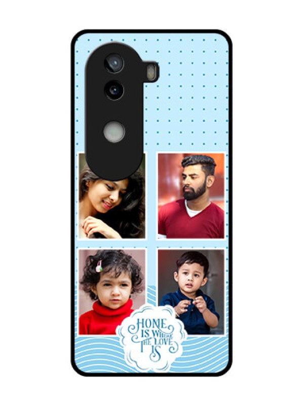 Custom iQOO Z9s 5G Custom Glass Phone CaseCute Love Quote With 4 Pic Upload Design