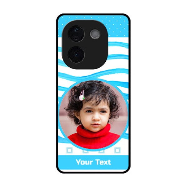 iQOO Z9s Pro 5G Custom Glass Phone CaseSimple Blue Case Design