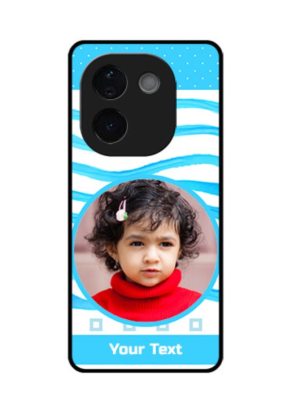iQOO Z9s Pro 5G Custom Glass Phone CaseSimple Blue Case Design