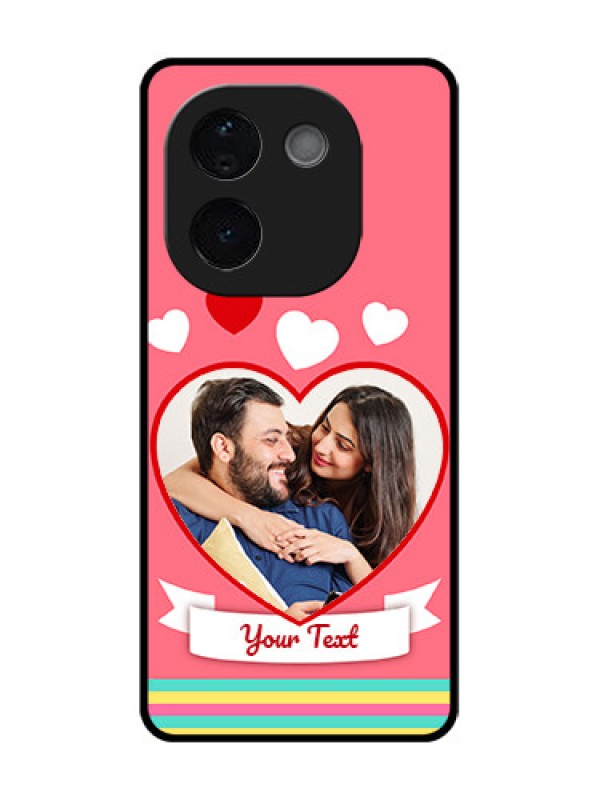 Custom iQOO Z9s Pro 5G Custom Glass Phone CaseLove Shapes Doodle Design