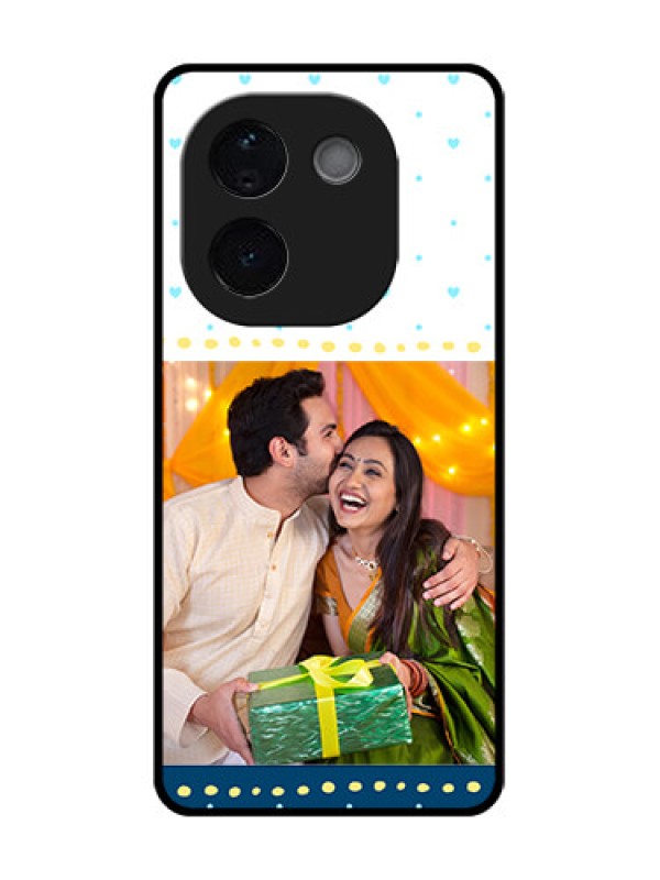 Custom iQOO Z9s Pro 5G Custom Glass Phone CaseWhite And Blue Abstract Design