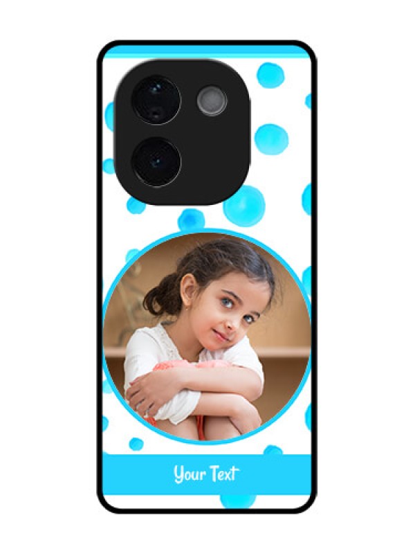 Custom iQOO Z9s Pro 5G Custom Glass Phone CaseBlue Bubbles Pattern Design