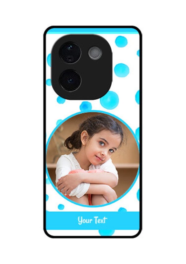 iQOO Z9s Pro 5G Custom Glass Phone CaseBlue Bubbles Pattern Design