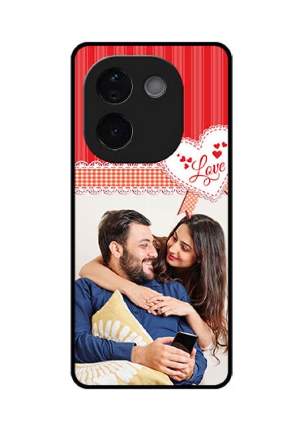 iQOO Z9s Pro 5G Custom Glass Phone CaseRed Love Pattern Design