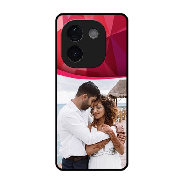 iQOO Z9s Pro 5G Custom Glass Phone CaseRed Abstract Design