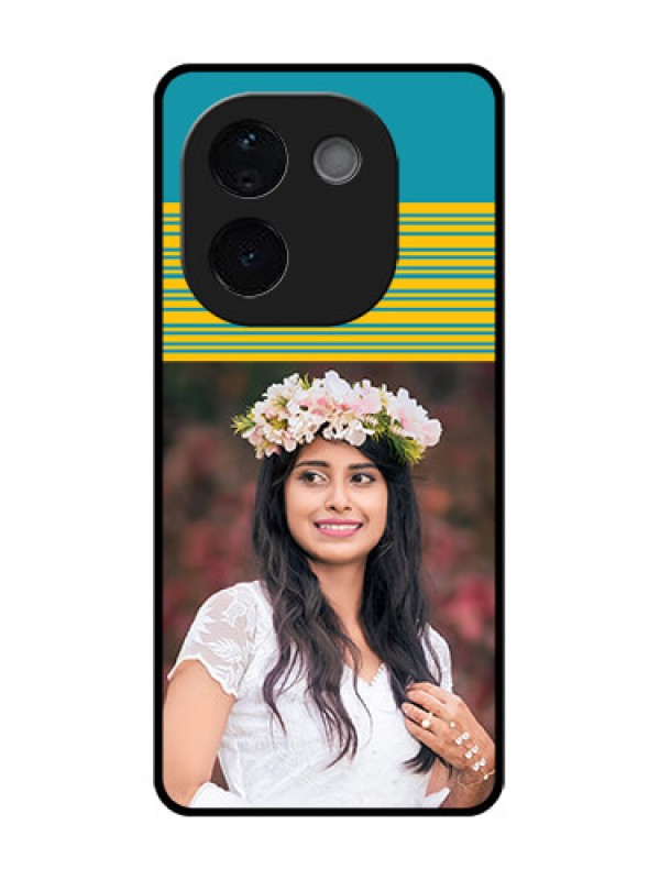 Custom iQOO Z9s Pro 5G Custom Glass Phone CaseYellow and Blue Design