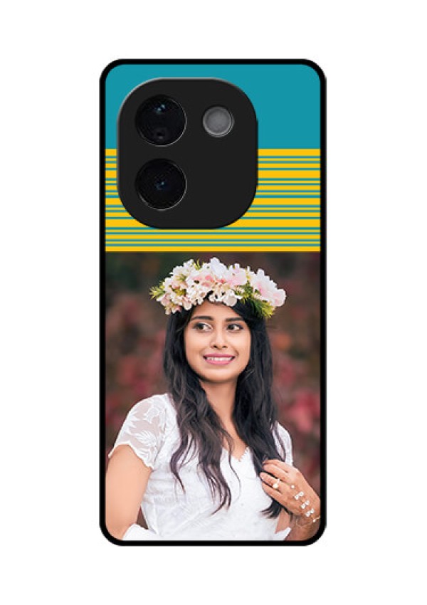 iQOO Z9s Pro 5G Custom Glass Phone CaseYellow and Blue Design