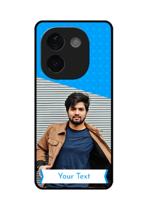 iQOO Z9s Pro 5G Custom Glass Phone CaseSimple Blue Color Design