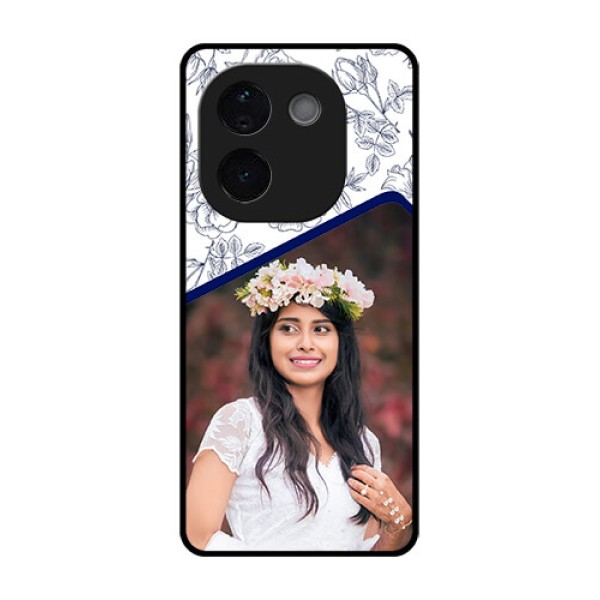 iQOO Z9s Pro 5G Custom Glass Phone CaseClassy Floral Design