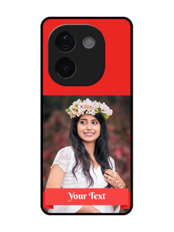 Custom iQOO Z9s Pro 5G Custom Glass Phone CaseSimple Red Color Design