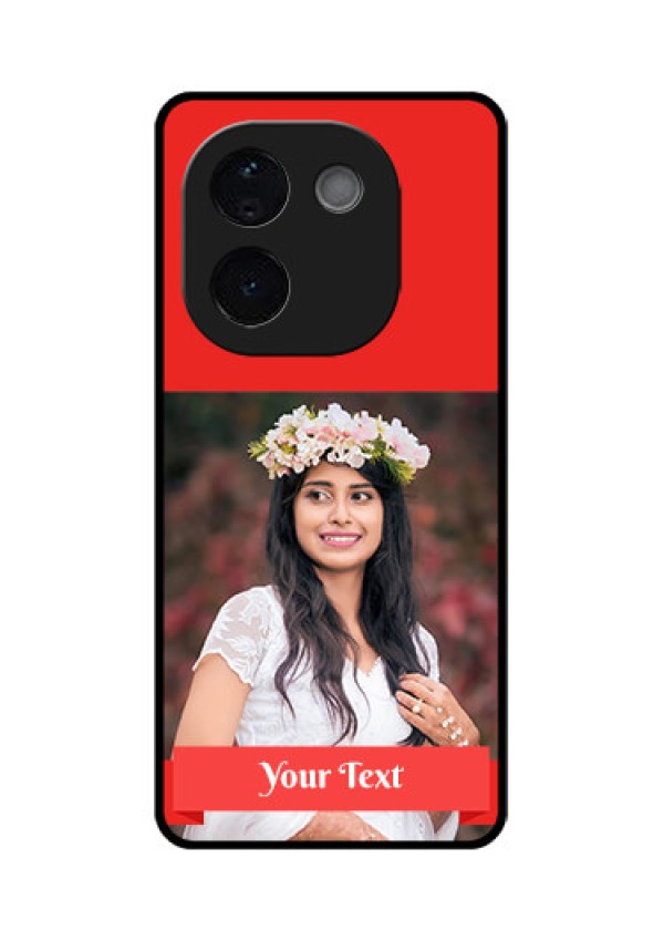 iQOO Z9s Pro 5G Custom Glass Phone CaseSimple Red Color Design