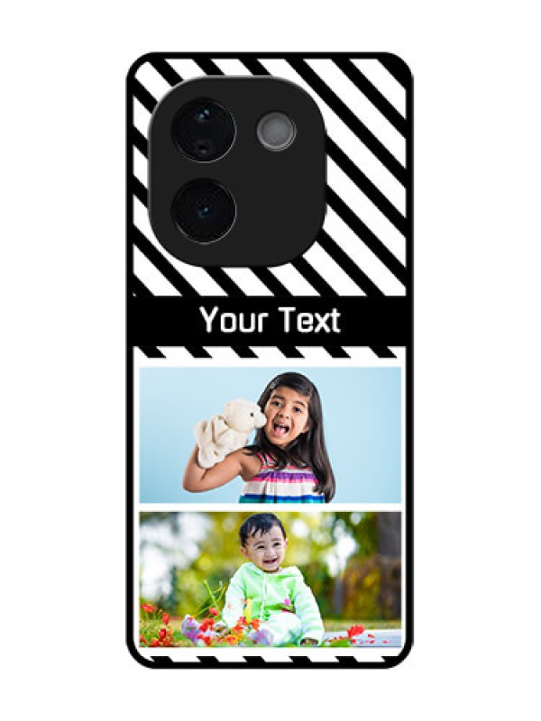 Custom iQOO Z9s Pro 5G Custom Glass Phone CaseBlack And White Stripes Design