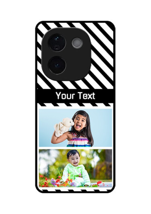 iQOO Z9s Pro 5G Custom Glass Phone CaseBlack And White Stripes Design